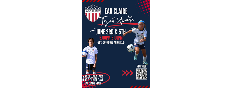 AYSO United Tryouts June 3rd and 5th